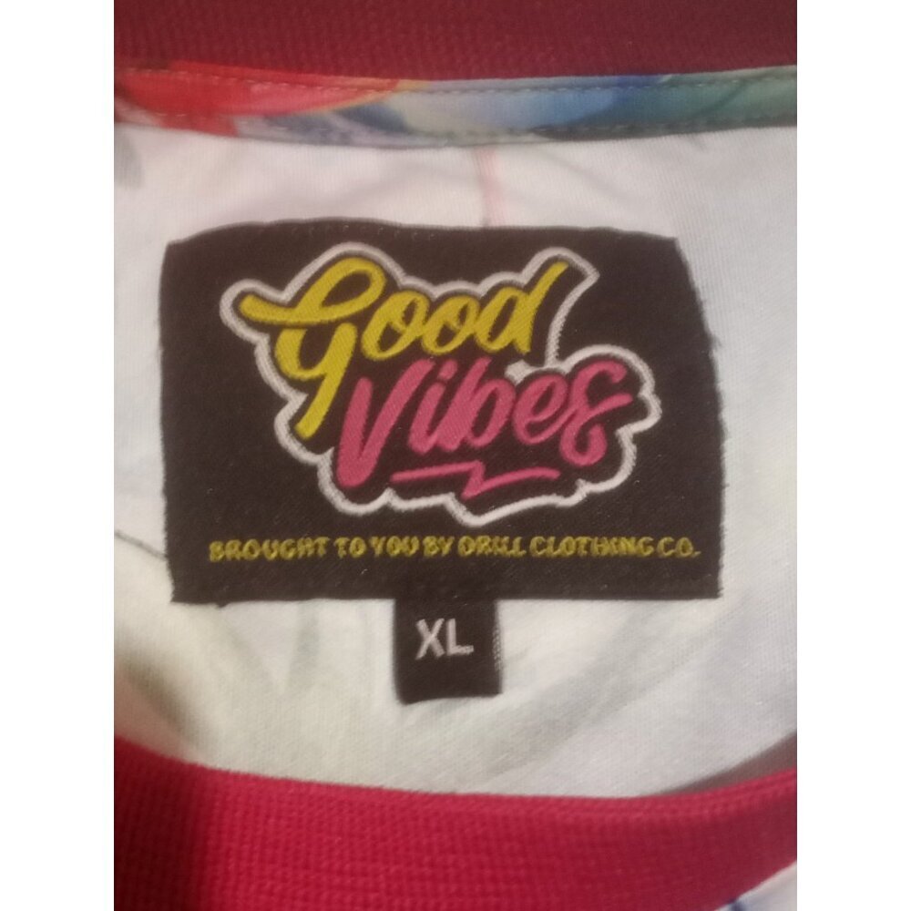 Good Vibes by Drill Hawaiian Shirt  Mens XL Multicolor Short Sleeve Crew Neck - Picture 8 of 11